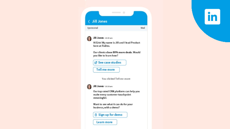 Les formats de publicités LinkedIn : Conversation Ads