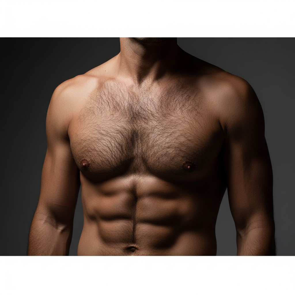 Torse avec poils avant l'épilation laser